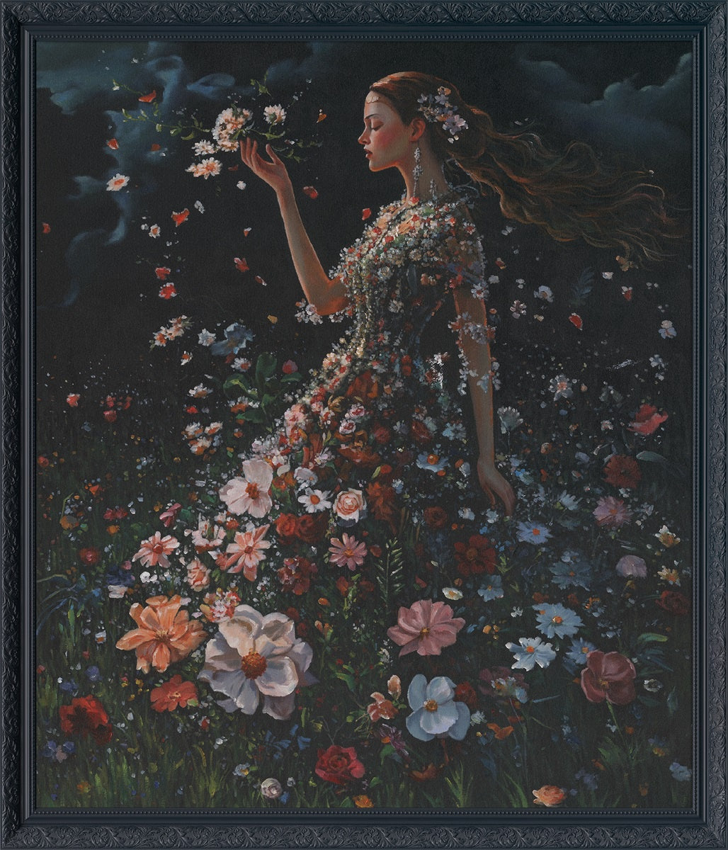 Schilderij met lijst lentekind 70x90cm