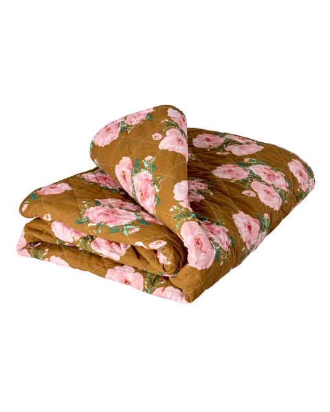 Quilt blanket with Floral Fiesta Rose