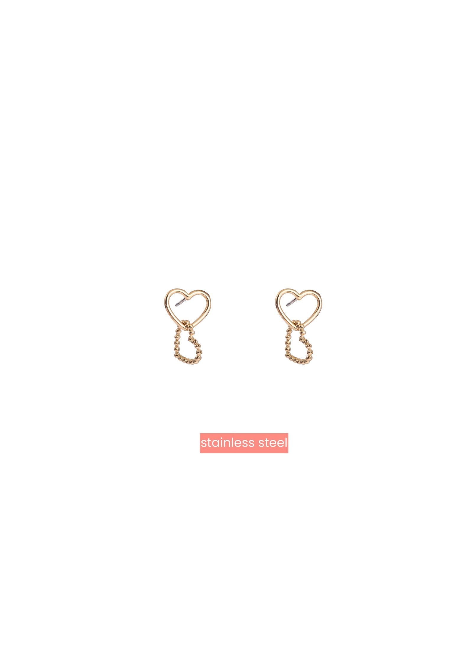 Oorbellen Big double dot hearts - 14K