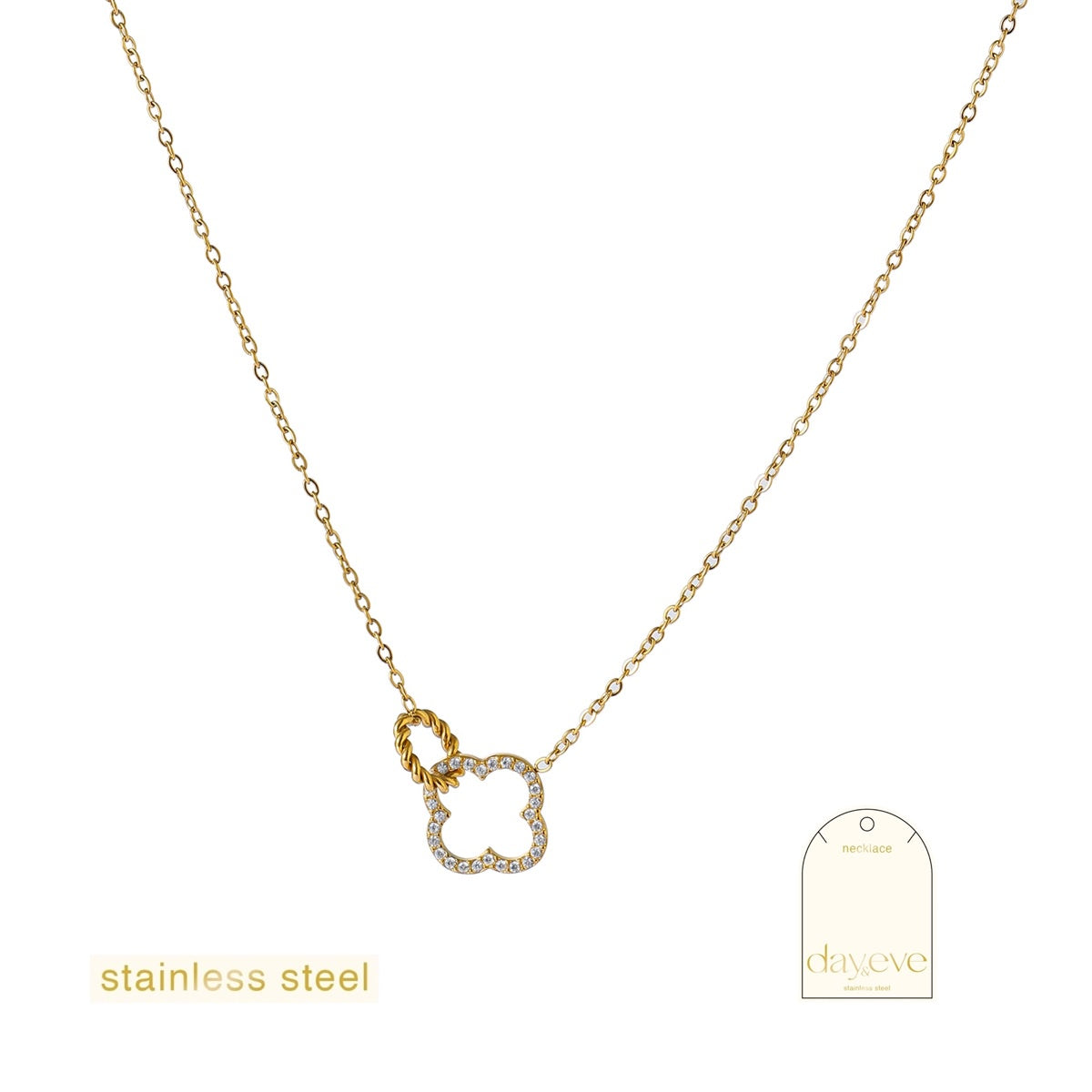 Ketting Double Sparkly Clover Necklace - 14K