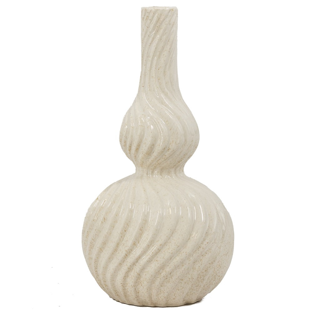 Aardewerk vaas curly beige wb as9537