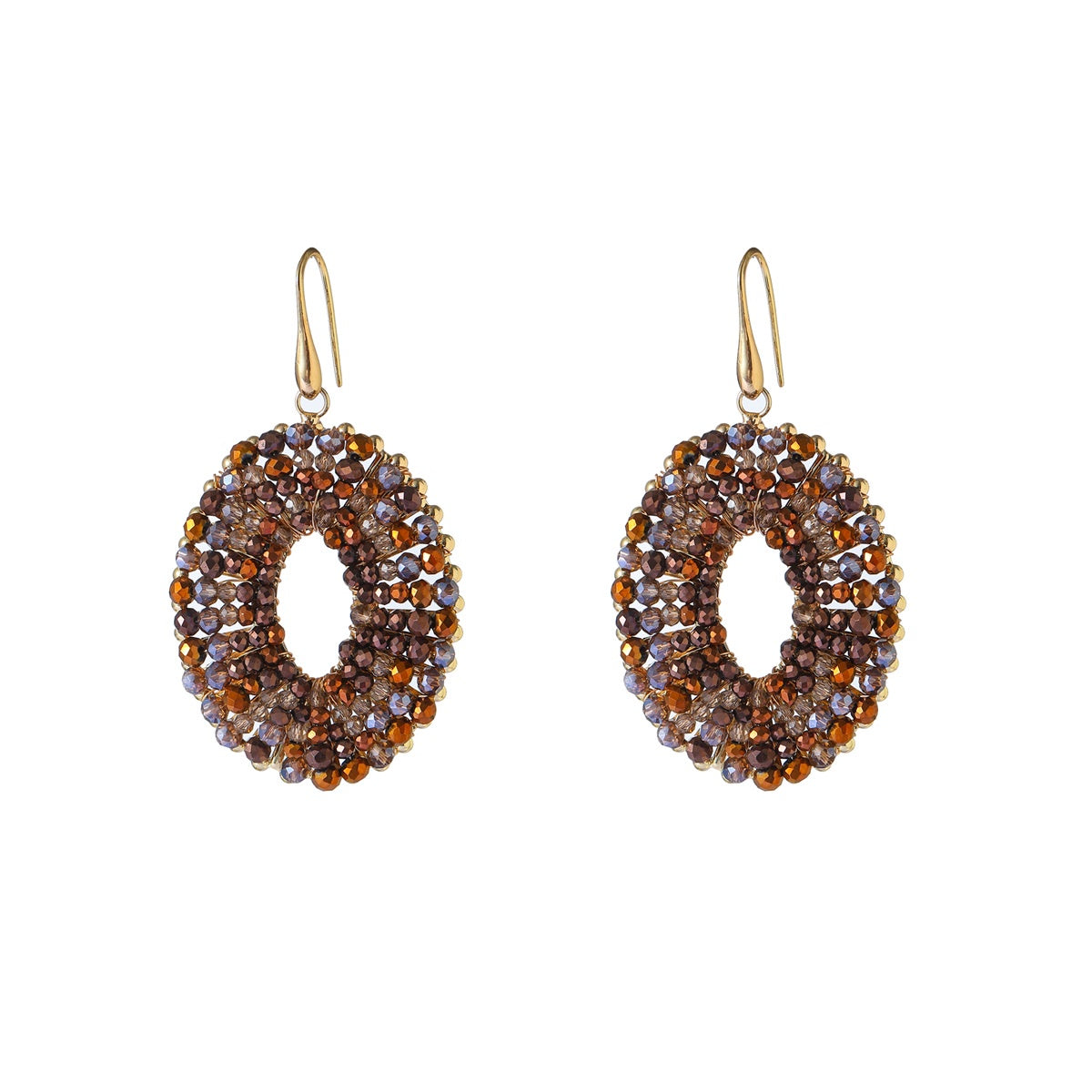 Oval Drop & Dangle - 14K + Brown