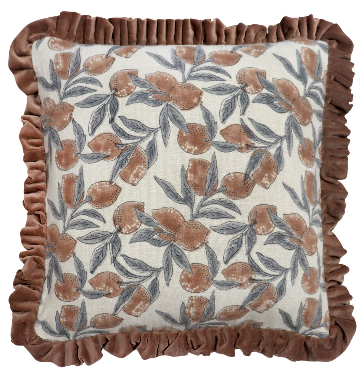 Kussen fruits met roezels oranje 40x60cm