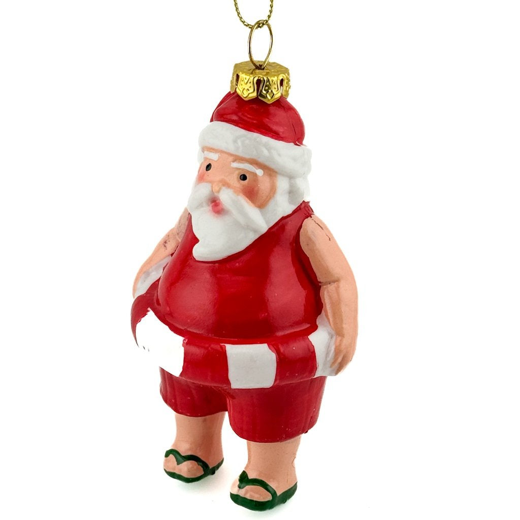 Kerstbal hanger kerstman met zwemband