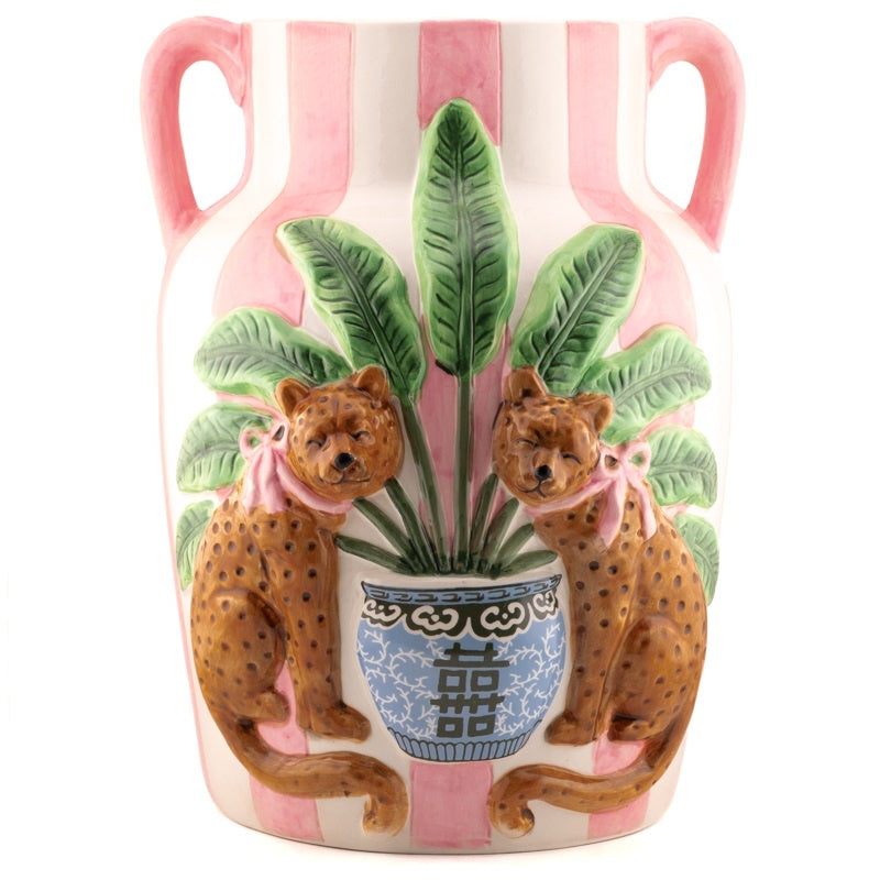 Aardewerk vaas pink jungle