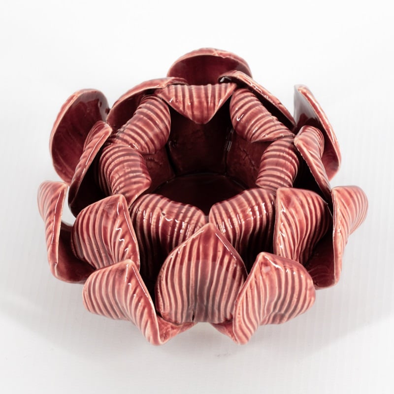 Waxinehouder keramiek petals burgundy