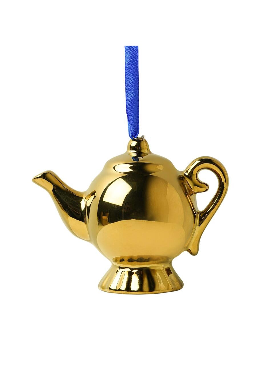 Heinen Delfts Blauw kerstornament theepot goud