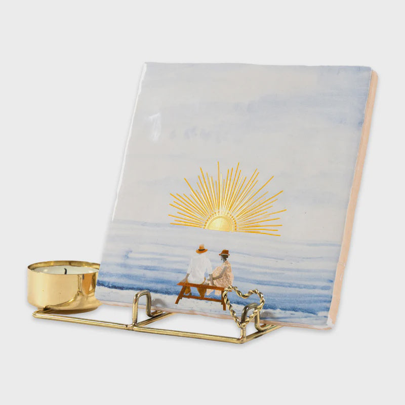 Golden Tile & Candle holder Heart