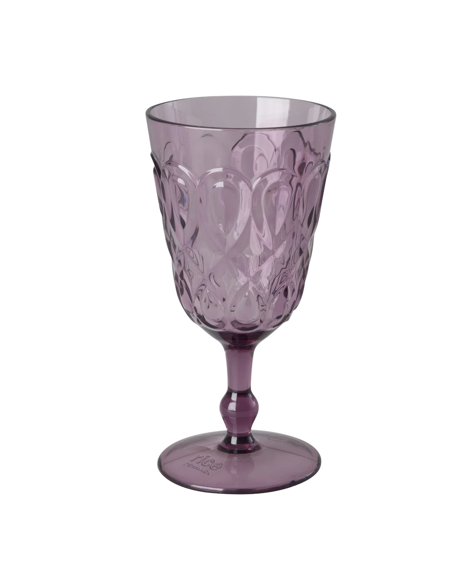 Acrylic Wine Glass Soft Plum Swirly Embossed