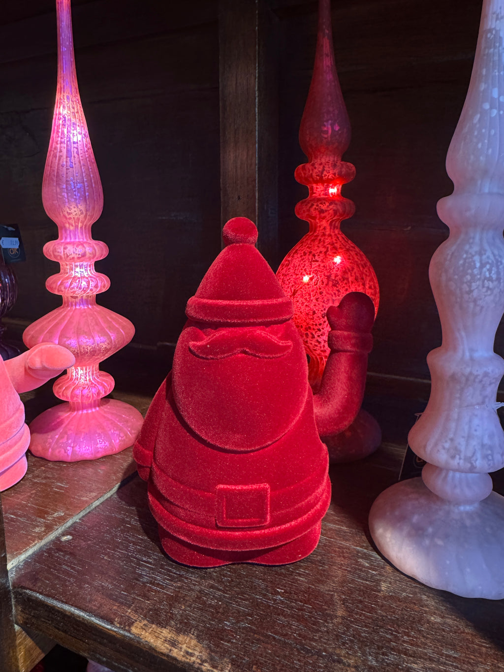 Zwaaiende kerstman geluksornament burgundy