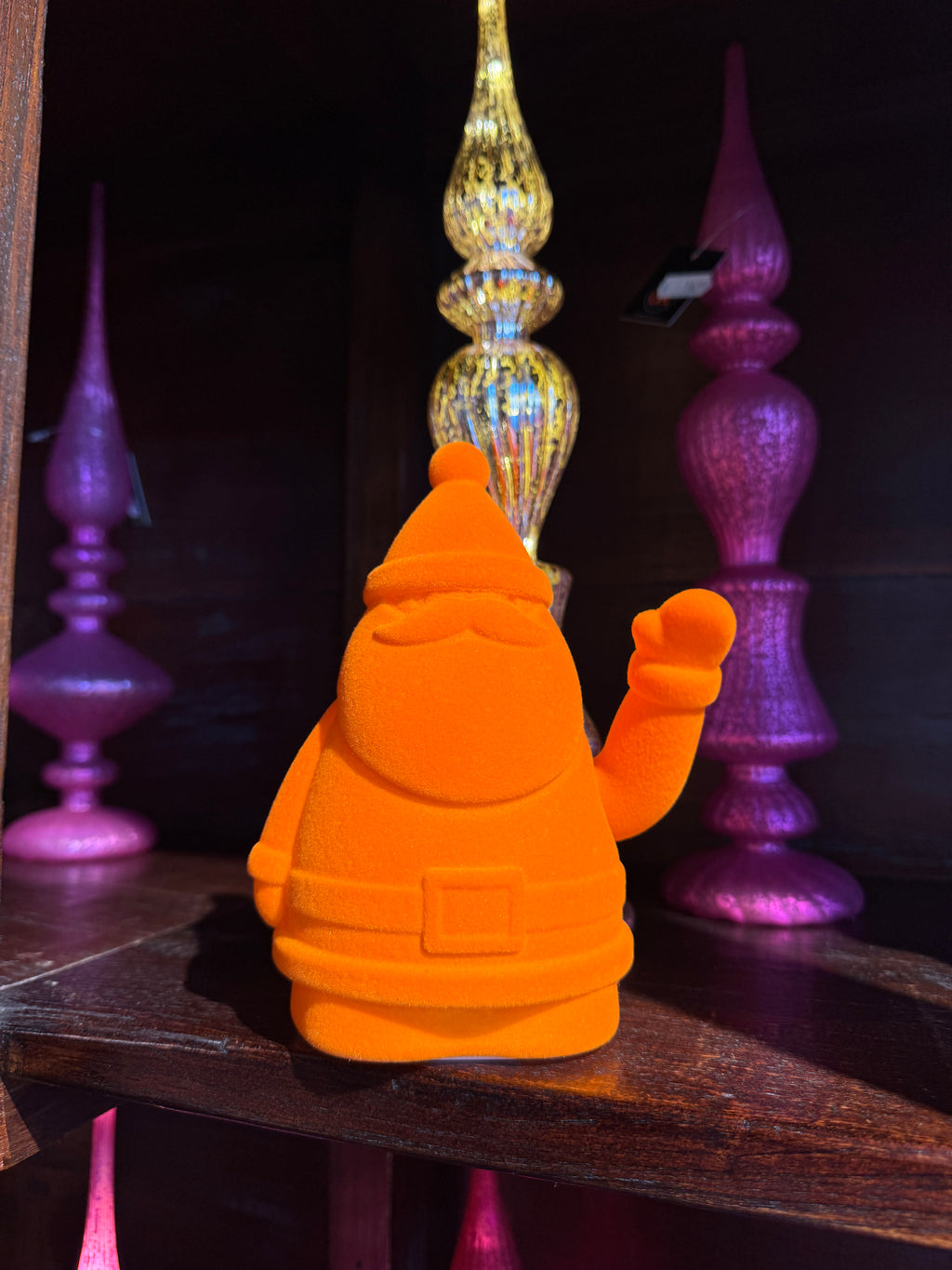 Zwaaiend kerstman geluksornament oranje