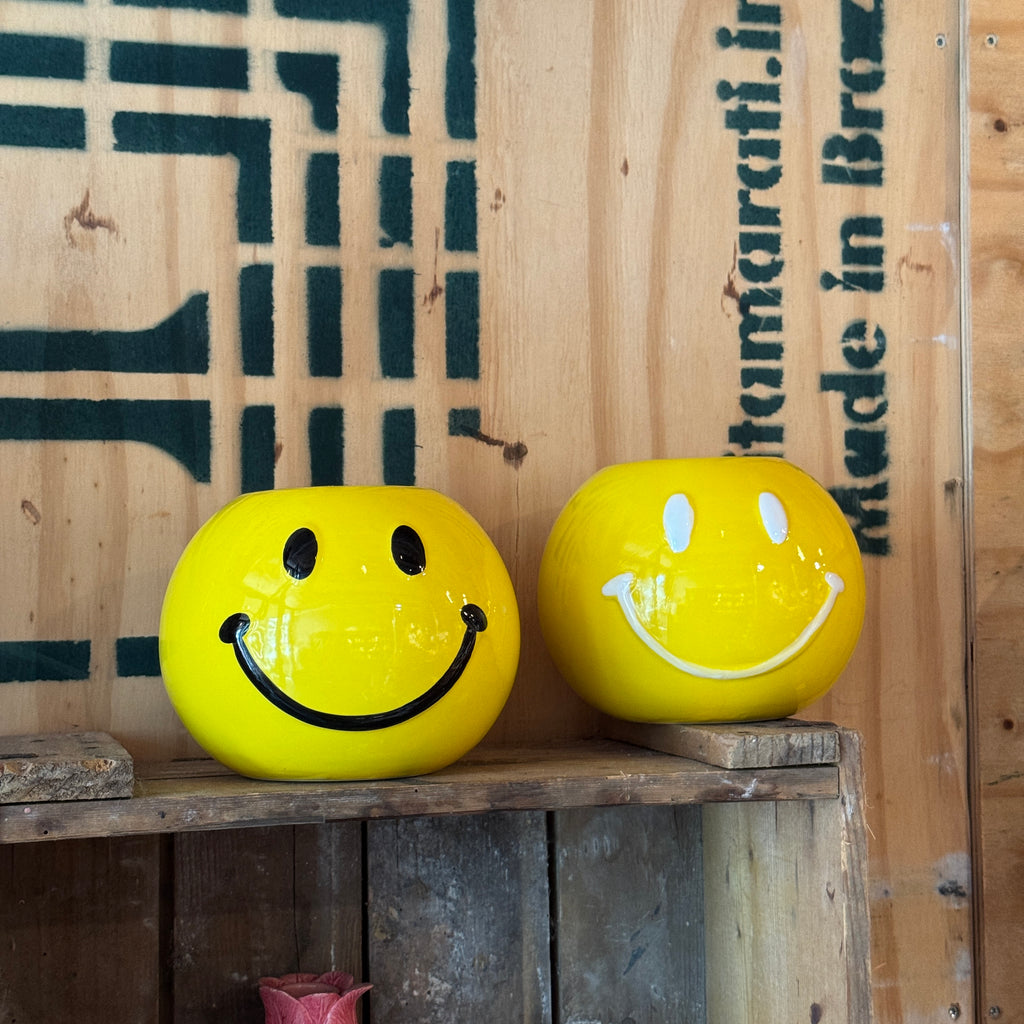 Smiley vaas geel middel