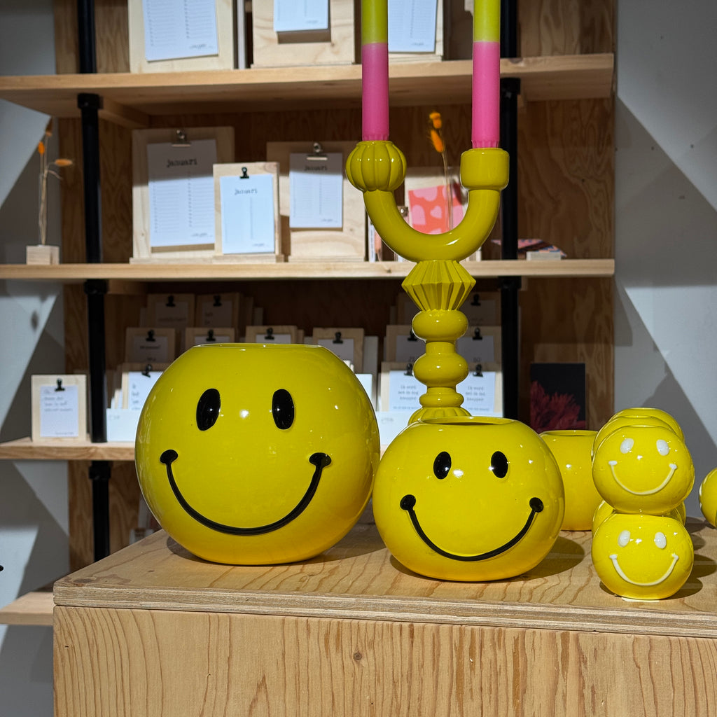 Smiley vaas geel groot