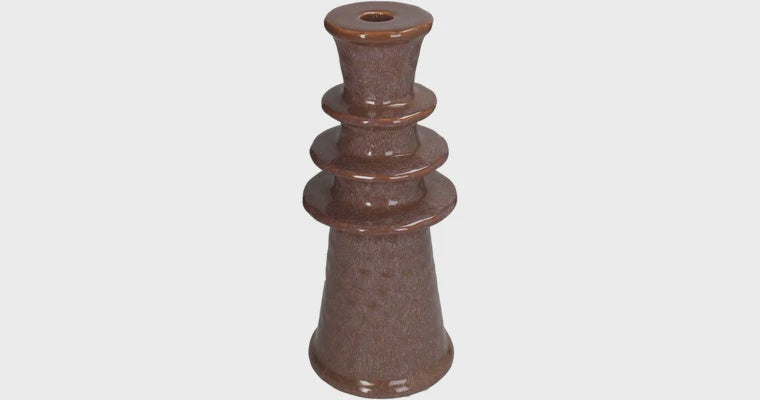 Kandelaar stoneware terra 11.5x11.5x27cm