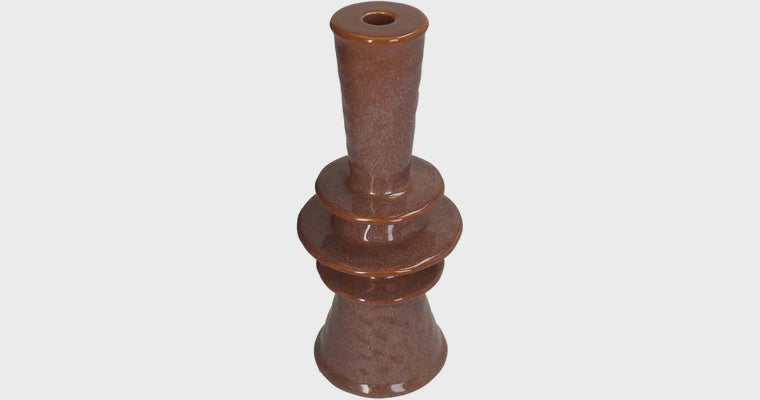 Kandelaar stoneware terra