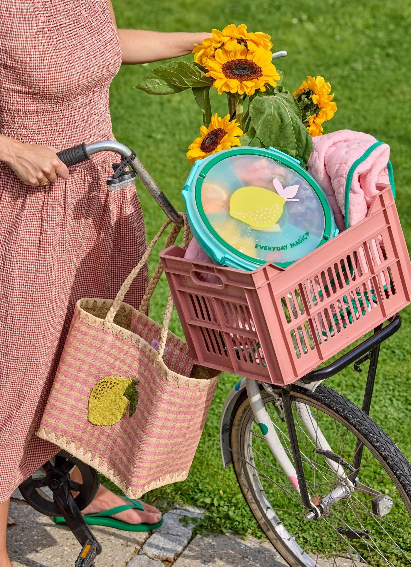 Rice serving tray with handle mint Lemon