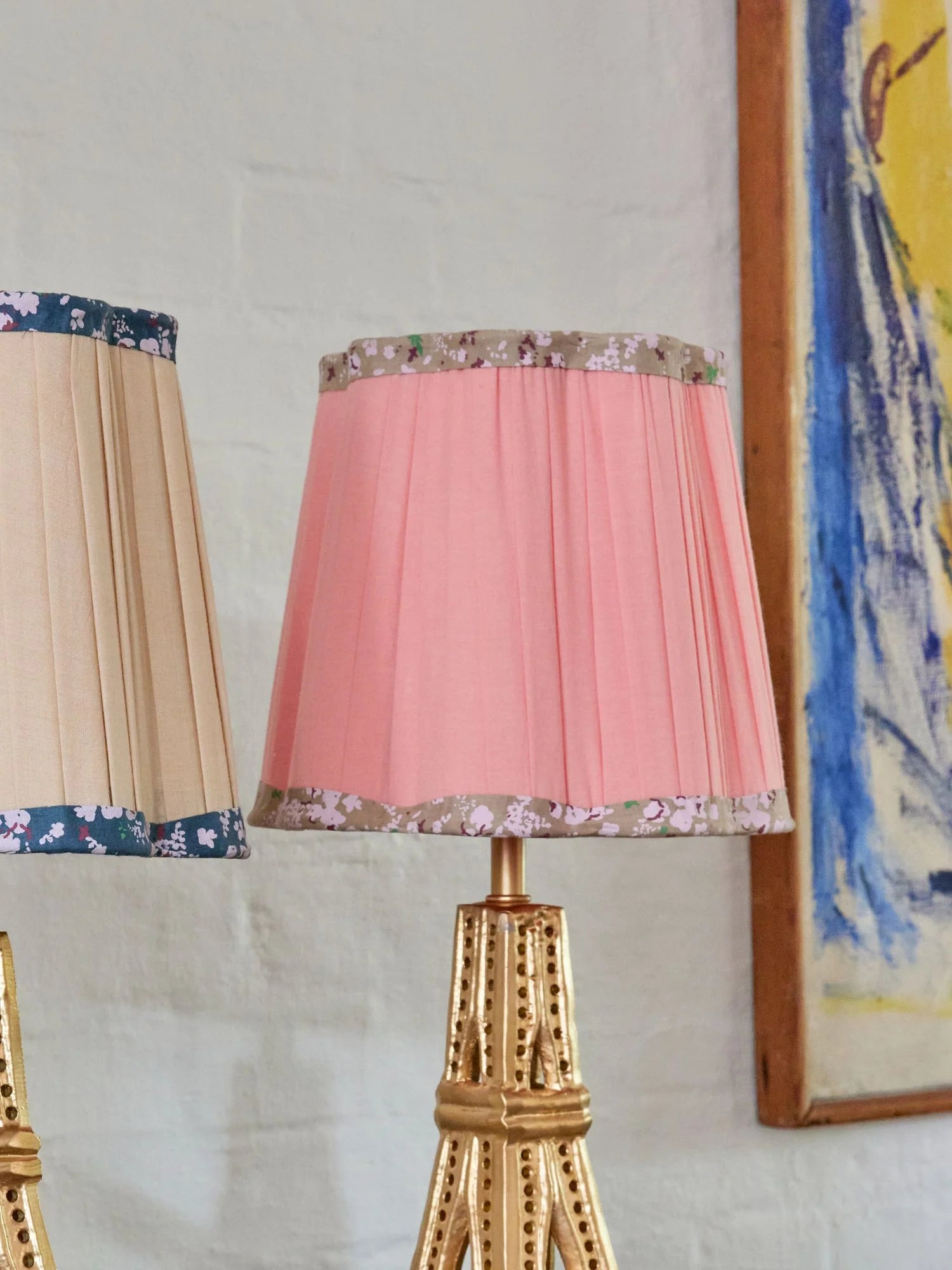 Lamp Shade in Pink with Flower Border - Small