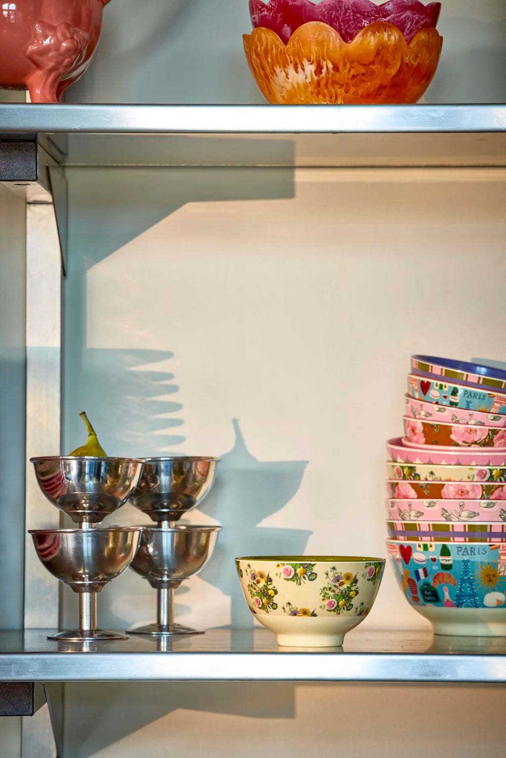 Melamine Bowl with Retro Bouquet Print Small