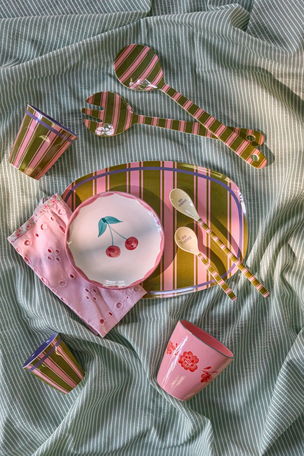 Melamine Rectangular Plate with Stripe Delight Print