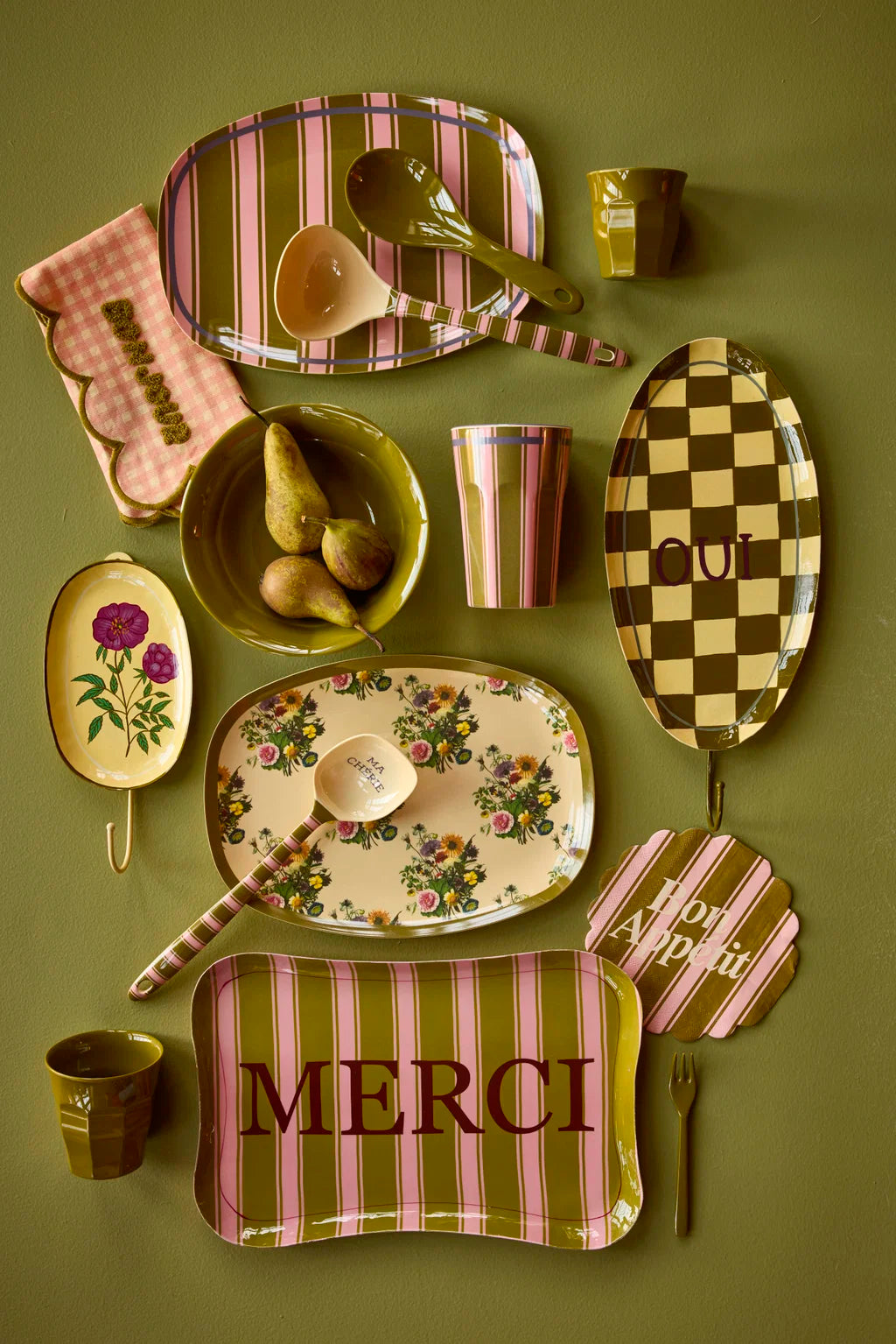 Melamine Rectangular Plate with Stripe Delight Print