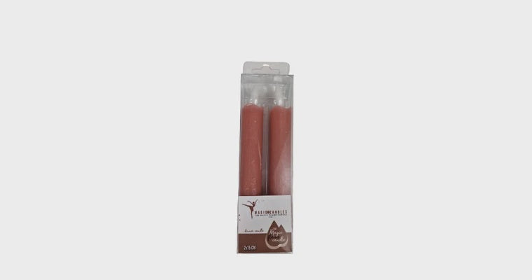 Led dinerkaars 15cm rustiek oud roze set/2 met timer