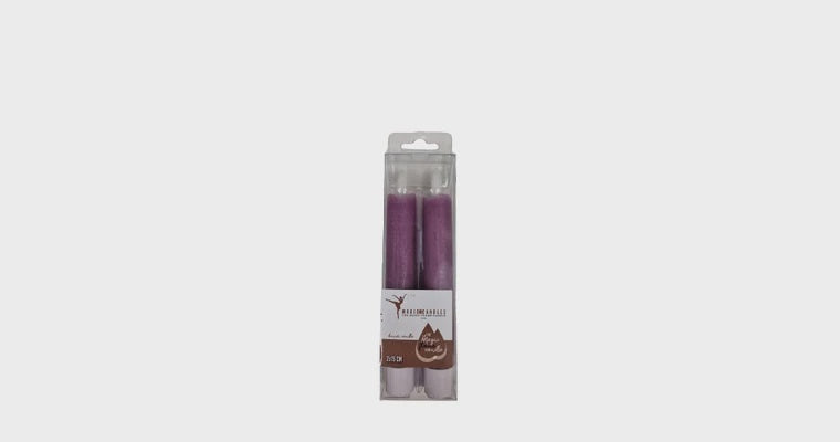 Led dinerkaars 15cm rustiek paars set/2 met timer