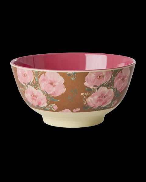 Melamine Bowl with Floral Fiesta Rose Medium