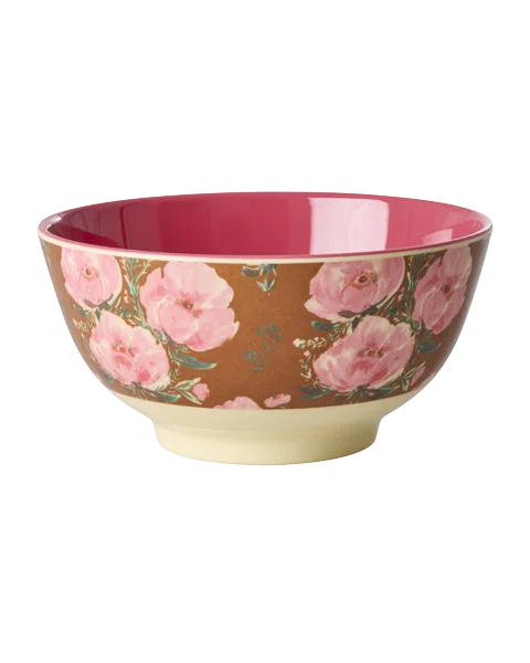 Melamine Bowl with Floral Fiesta Rose Medium