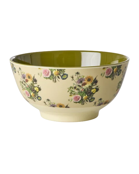 Melamine Bowl with Retro Bouquet Medium