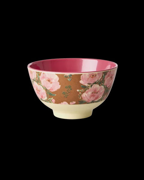 Melamine Bowl with Floral Fiesta Rose Small