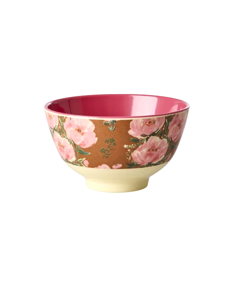 Melamine Bowl with Floral Fiesta Rose Small