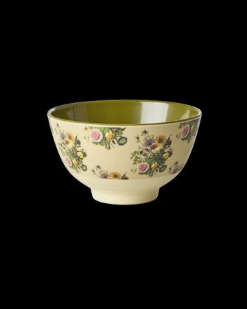 Melamine Bowl with Retro Bouquet Print Small