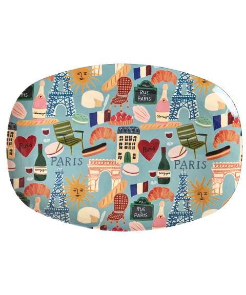 Melamine Rectangular Plate with Paris Mon Amour Print