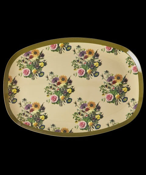 Melamine Rectangular Plate with Retro Bouquet Print