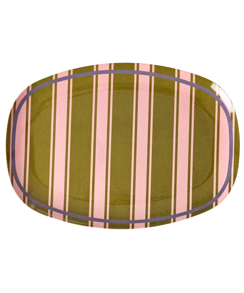 Melamine Rectangular Plate with Stripe Delight Print