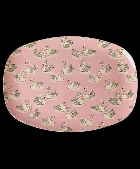 Melamine Rectangular Plate with Swan in Paris Print