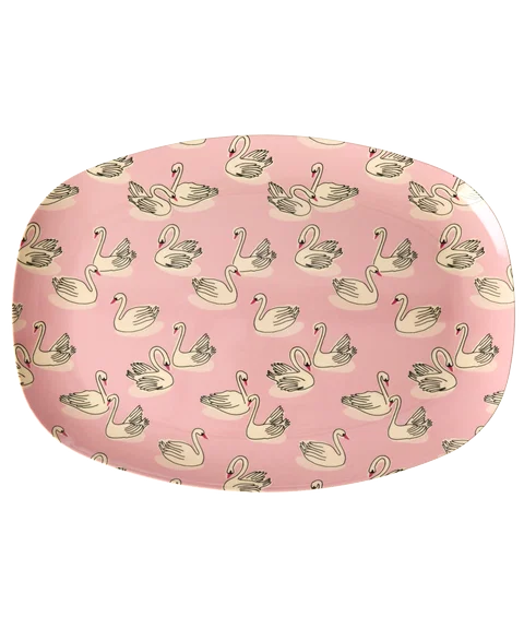 Melamine Rectangular Plate with Swan in Paris Print
