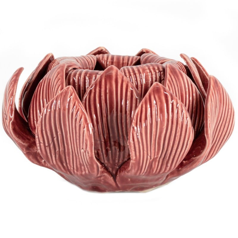 Waxinehouder keramiek petals burgundy