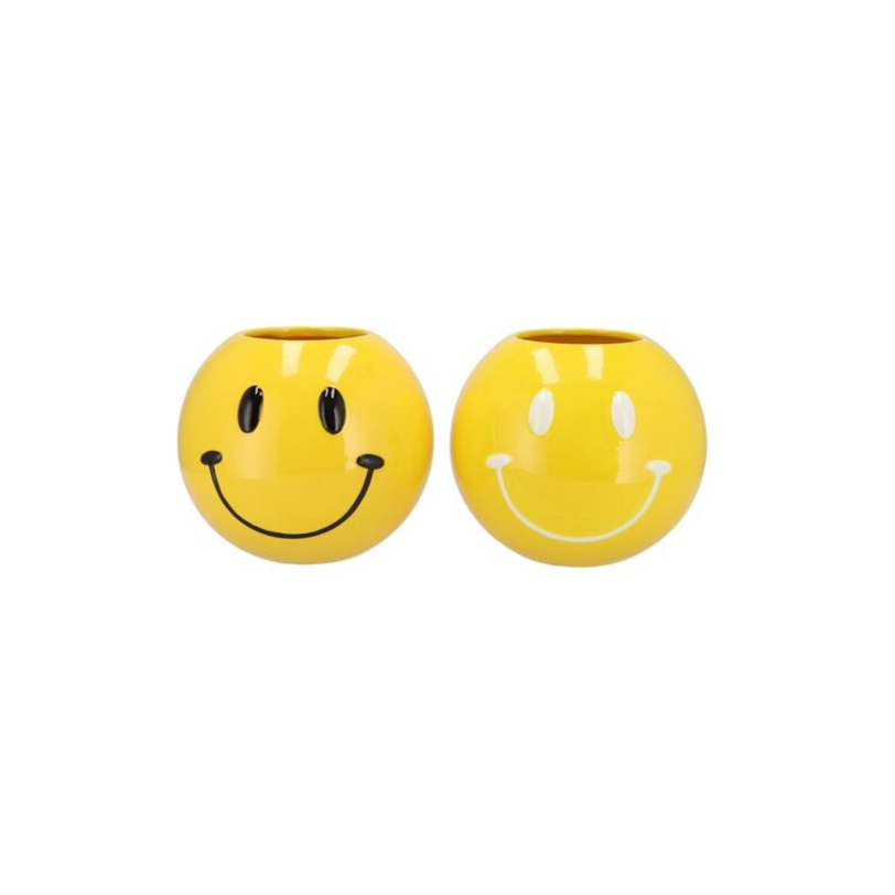 Smiley vaas geel middel