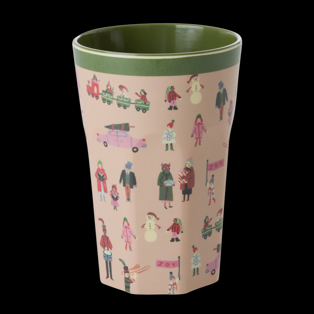 Tall Cup - Dusty Pink - Diamond Christmas Tree Print Rice