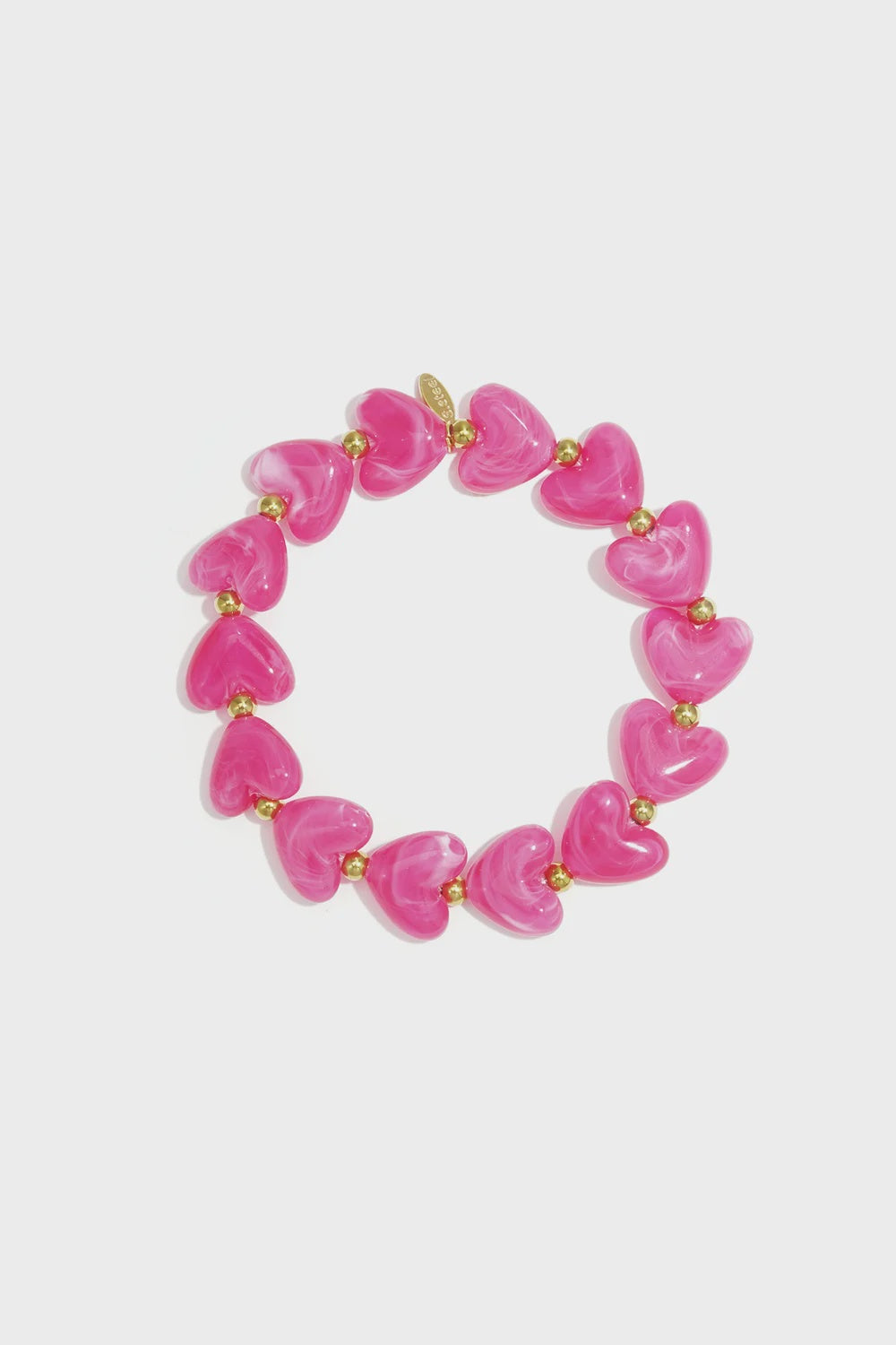 Elastieken hartjes kralenarmband fel roze