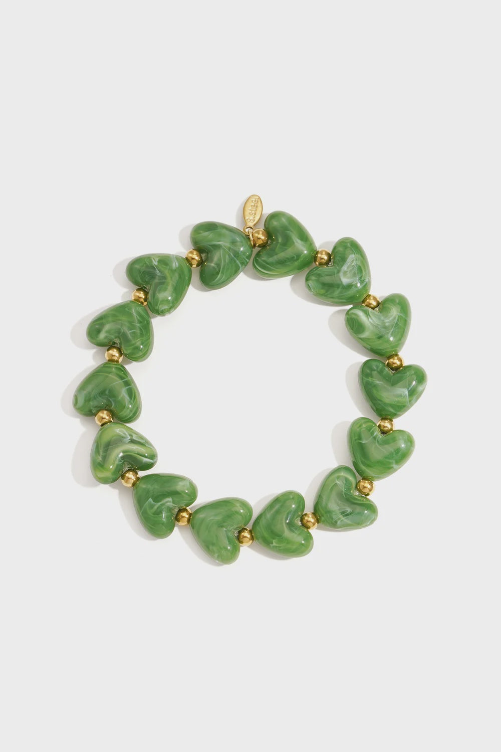 Elastieken hartjes kralenarmband groen
