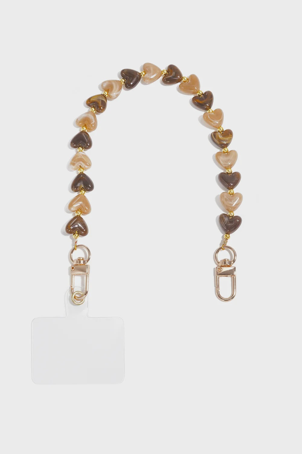 Telefoonketting hartjes bruin