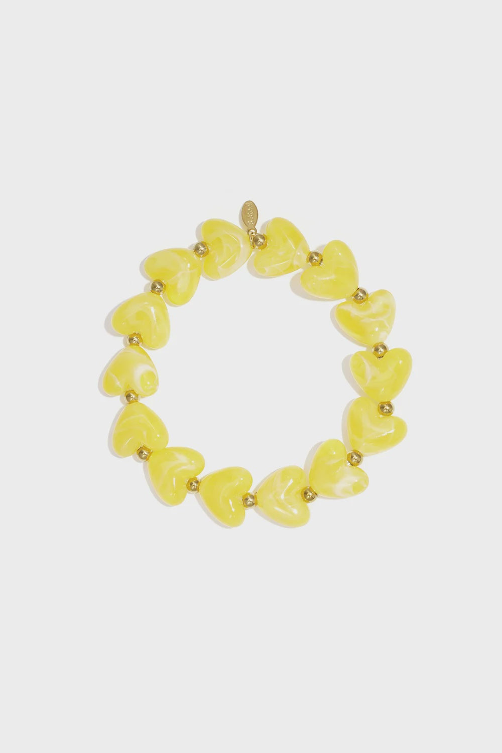 Elastieken hartjes kralenarmband geel