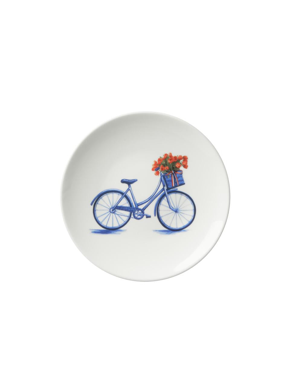 Heinen Delfts Blauw bord fiets 16cm