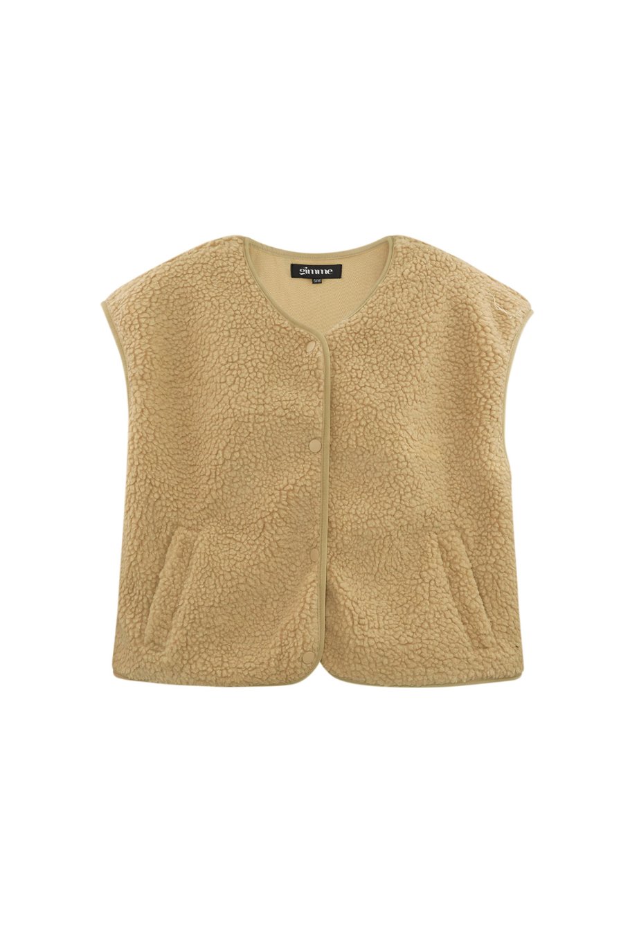 Fluffy teddy vest camel