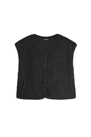 Fluffy teddy vest zwart