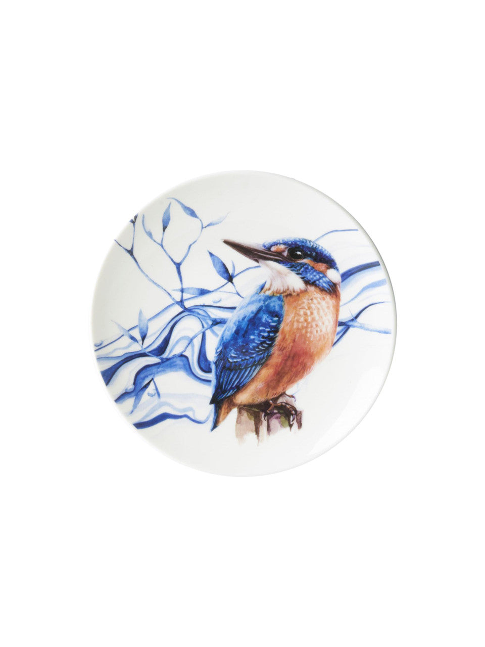 Heinen Delfts Blauw bord IJsvogel 16cm