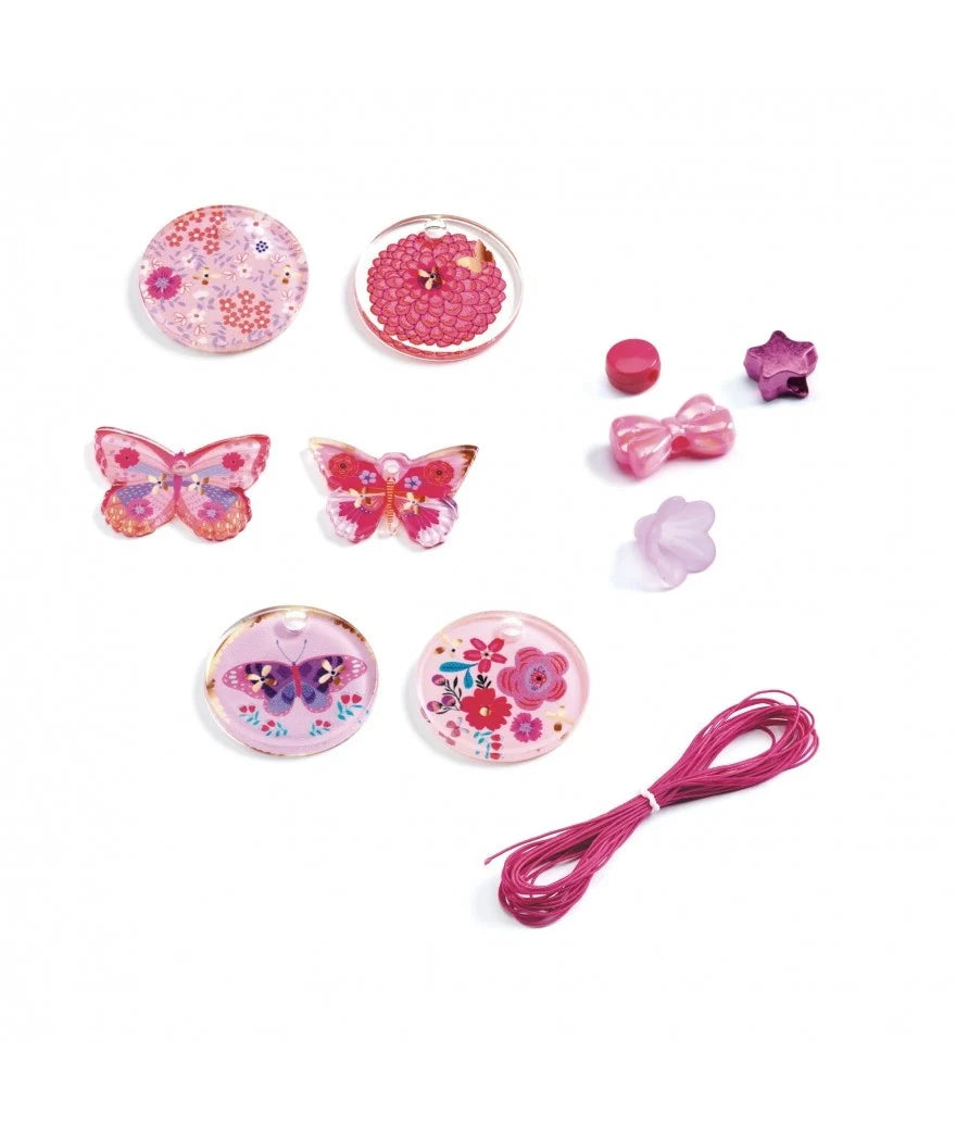 Kralen roze vlinders DJ09857