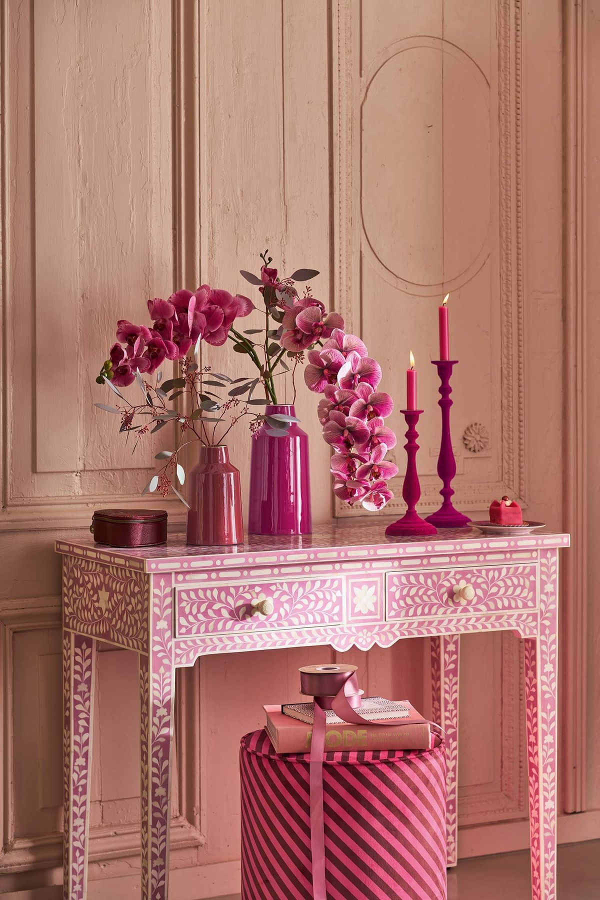 Pip Studio vaas Metal Pink 14x28cm